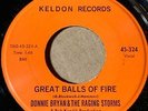 DONNIE BRYAN & THE RAGING STORMS Keldon GREAT BALLS OF FIRE   NM-  LISTEN