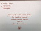 FOLK MUSIC FROM WISCONSIN -Library Of Congress- 1962 Lp w/Booklet