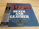 SAXON DENIM AND LEATHER HMV CENTENARY EXCLUSIVE RED BLACK SPLATTER VINYL LP
