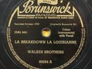 THE WALKER BROTHERS 1920s CAJUN 78 rpm record DAMAGED - PRESSURE CRACK - PLAYS