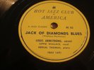 SIPPIE WALLACE & LOUIS ARMSTRONG- HOT JAZZ CLUB OF AMERICA 78 RPM- JACK DIAMONDS