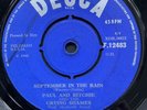 Paul & Ritchie & Crying Shames September In The Rain Irish 7” 45 Joe Meek