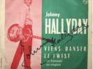 45 t EXTRA RARE   viens danser le twist verso pub caddy   dédicace de Johnny