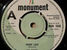 Joe Simon - Yours Love - Vinyl 7” Demo Record Single - MON 1049 - Northern Soul