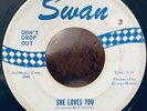 The Beatles “She Loves You” 45 | Swan WHITE AND BLUE Label | RCA PRESS