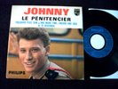 EP JOHNNY HALLYDAY LE PENITENCIER POCHETTE PAPIER LABEL PLASTIQUE BLEU BIEM