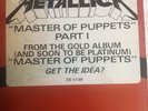 RARE Metallica Master of Puppets 12 Inch 33 RPM Radio Promo Vinyl