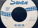 The Beatles “She Loves You” 45 | Swan WHITE AND BLUE Label | RCA PRESS