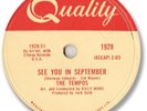 Super Rare 1959 The TEMPOS Doo Wop 78 RPM Record. See You in September