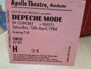 DEPECHE MODE: VINTAGE MANCHESTER 1986 TICKET CONCERT  APOLLO THEATRE-TOP CONDITI