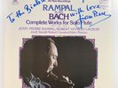 signed JEAN PIERRE RAMPAL: Bach Complete Work For Solo Flute 3-LPs RCA w/ insert