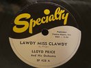 78rpm LLOYD PRICE Lawdy Miss Clawdy / Mailman Blues Specialty SP 428 plays VG++