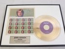 John Lennon Imagine framed print & 24KT Gold Plated Record Limited Ed. No.969