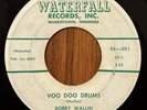 BOBBY WALLIN with THE MONITORS - VOO DOO DRUMS WATERFALL TEEN POPCORN EXOTICA 45