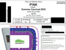 2 places en fosse or pour le concert de PINK le 20/06/23 à Paris Défense Arena