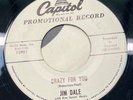 Jim Dale Crazy for You / Song of the Pine Trees 45 Rockabilly Promo VG+/NM