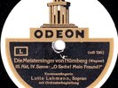 Lehmann. Wagner (Meistersinger + Lohengrin - arias). Odeon O-9518. NM-