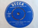 BILLY FURY * DECCA LABEL DEMO * LAST NIGHT WAS MADE FOR LOVE * EX