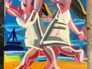 STEVE KEENE 2008 HAND PAINTED Original Girls On Film Duran Duran Holding Hands