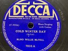Blues-78 RPM-Blind Willie McTell-Cold Winter Day/Lay Some Flowers On My Grave-E-