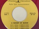 A BUCKET OF BLOOD & THE GIANT LEECHES Horror Movie Radio Commercial Disc