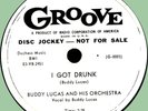 BUDDY LUCAS ORCH. I Got Drunk / My Pinch Hitter 78rpm Groove '54 WLP flexi press