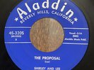 SHIRLEY AND LEE 45 The Proposal / Two Happy People ALADDIN Label 3205 VG+ Cond.