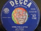 HEAR Billy Fury 45 Gonna Type A Letter / Maybe Tomorrow rockabilly teen rocker