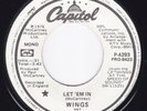 Paul McCartney Wings LET 'EM IN US White Capitol PROMO Label P4293 45 v 1 Mono