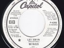 Paul McCartney Wings LET 'EM IN US White Capitol PROMO Label P4293 45 v 2 Stereo