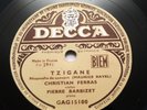 CHRISTIAN FERRAS & BARBIZET Ravel Tzigane violin FR 1951 Decca GAG 15100 78 rpm