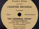 Peekskill Story Pete Seeger Paul Robeson The Weavers Charter C502 78 RPM HEAR