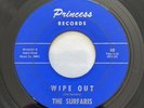 THE SURFARIS Wipe Out / Surfer Joe PRINCESS SURF ROCK 1963 Rare 45rpm