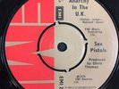 SEX PISTOLS ANARCHY IN THE UK CHRIS THOMAS B SIDE BLACK P/S UK EMI 2566