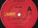 AC/DC 45: WHO MADE WHO b/w GUNS FOR HIRE (L.V.)  AUSSIE ALBERT 1746  M & M  1986
