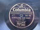 CLASSIC EDITH PIAF 78 RPM LA VIE EN ROSE  1947 UK COLUMBIA D.C.415 EX