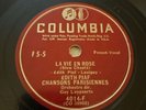 Columbia 78 RPM Edith Piaf - La Vie En Rose 4014-F V++
