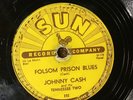 78 RPM Johnny Cash SUN 232 Folsom Prison Blues / So Doggone Lonesome V+ (VG-)