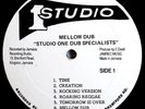 STUDIO ONE DUB SPECIALISTS - MELLOW DUB LP VINYL Rare Reggae Album Mello Dub