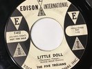45 RPM Five Trojans EDISON INT DJ 412 Little Doll / Lola Lee VG+
