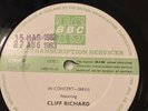 Cliff Richard In Concert 268 BBC Transcription LP Vinyl Disc Live 1982