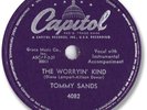 Super Rare 1958 TOMMY SANDS Rockabilly 78 RPM Record. The Worryin’ Kind