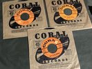 3 Buddy Holly CORAL 45s-ALL VG++/Excellent   In Company Sleeves.