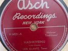 Jewish Cantorial 78 RPM- Cantor Laib Glantz- Hashkivenu - Asch records USA