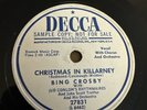 PROMO Decca 78 RPM Bing Crosby - Christmas In Killarney 27831 V+