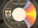VALLENATO DE ORO 98 - UNA HOJA EN BLANCO / RARE BACHATA ROCOLA 90S 45