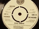 BLACK SABBATH - PARANOID / THE WIZARD - UK SWIRL VERTIGO 7