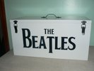 The Beatles 45 RPM Double wooden Record Storage box  New & NICE CRAFTSMANSHIP