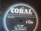 BUDDY HOLLY / THE CRICKETS - OH, BOY / NOT FADE AWAY 78 RPM SHELLAC