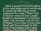 JOAN BAEZ live radio special, 1976 original 1st press A&M promo only LP  VG+/NM